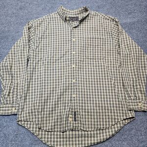 Abercrombie Fitch Vtg. Shirt Men XXL Check Pleated Long Sleeve Button Up 2XL Y2K